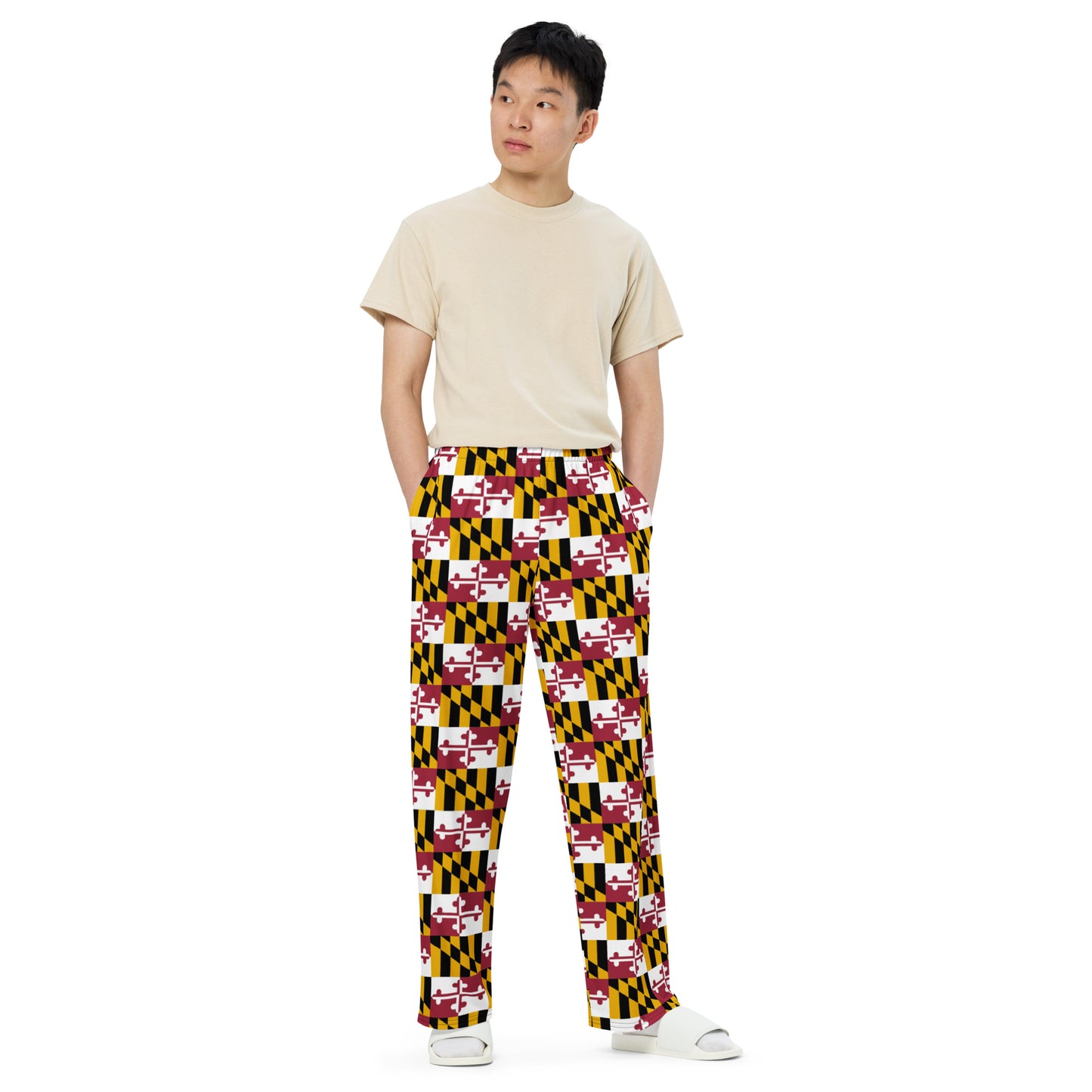 Maryland Flag All-over print unisex wide-leg pants