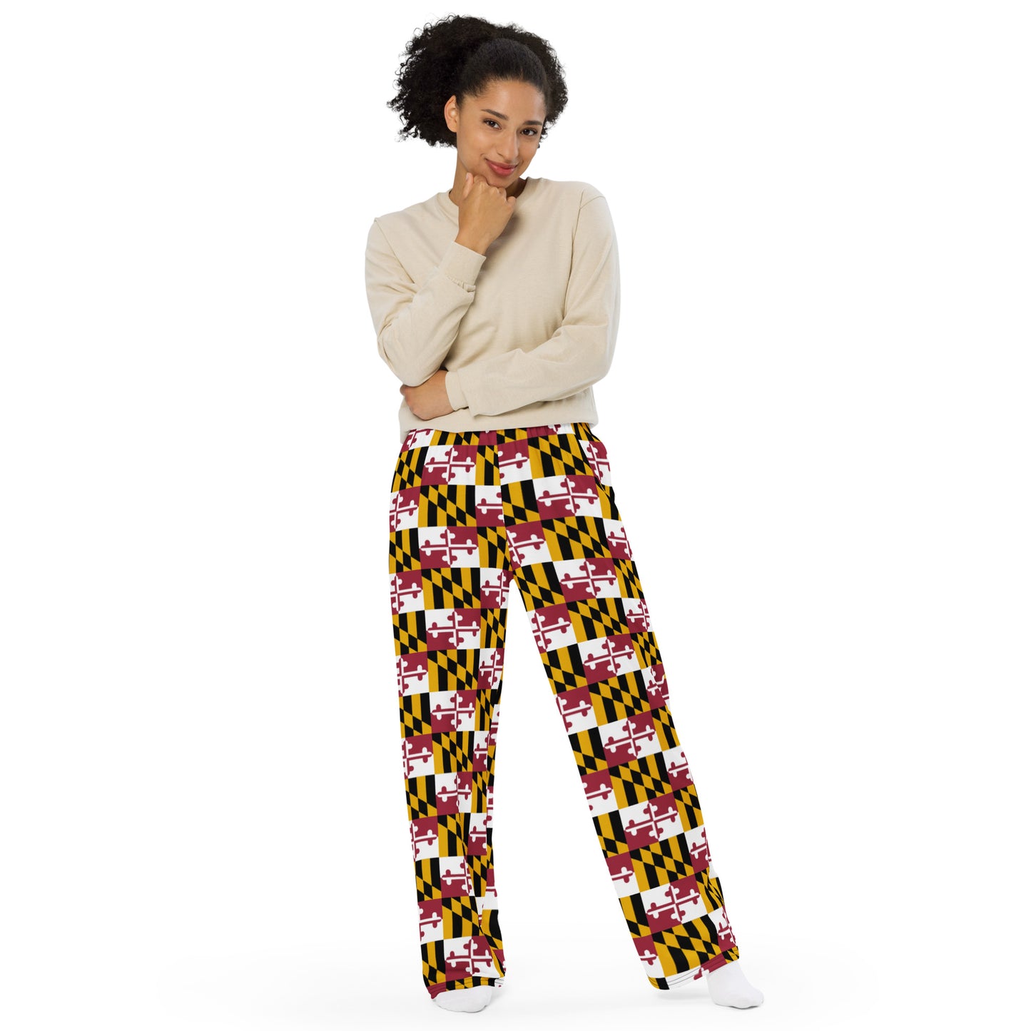 Maryland Flag All-over print unisex wide-leg pants
