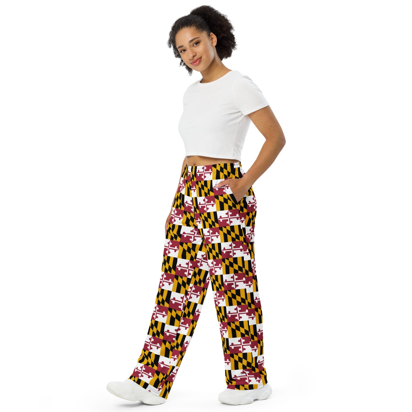 Maryland Flag All-over print unisex wide-leg pants