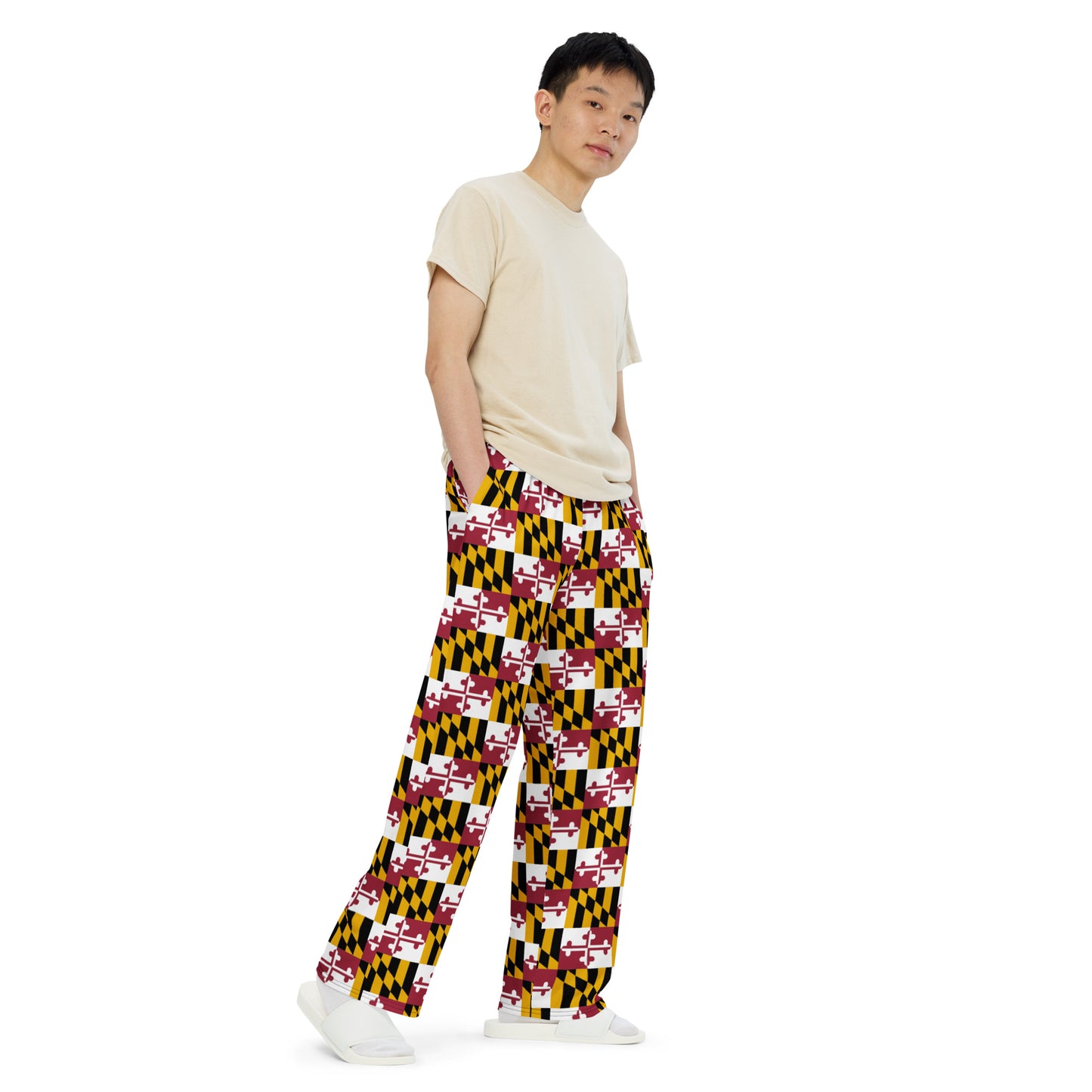 Maryland Flag All-over print unisex wide-leg pants
