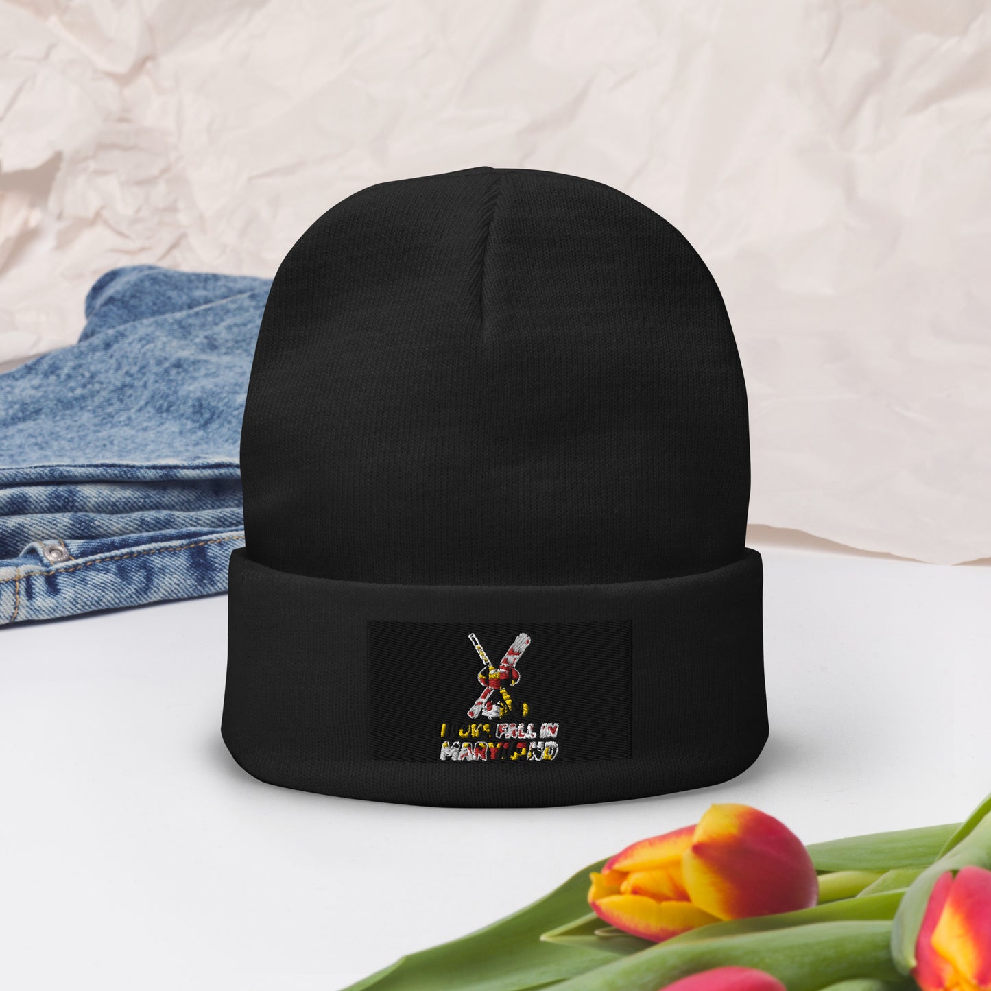 I Love Fall in Maryland Embroidered Beanie