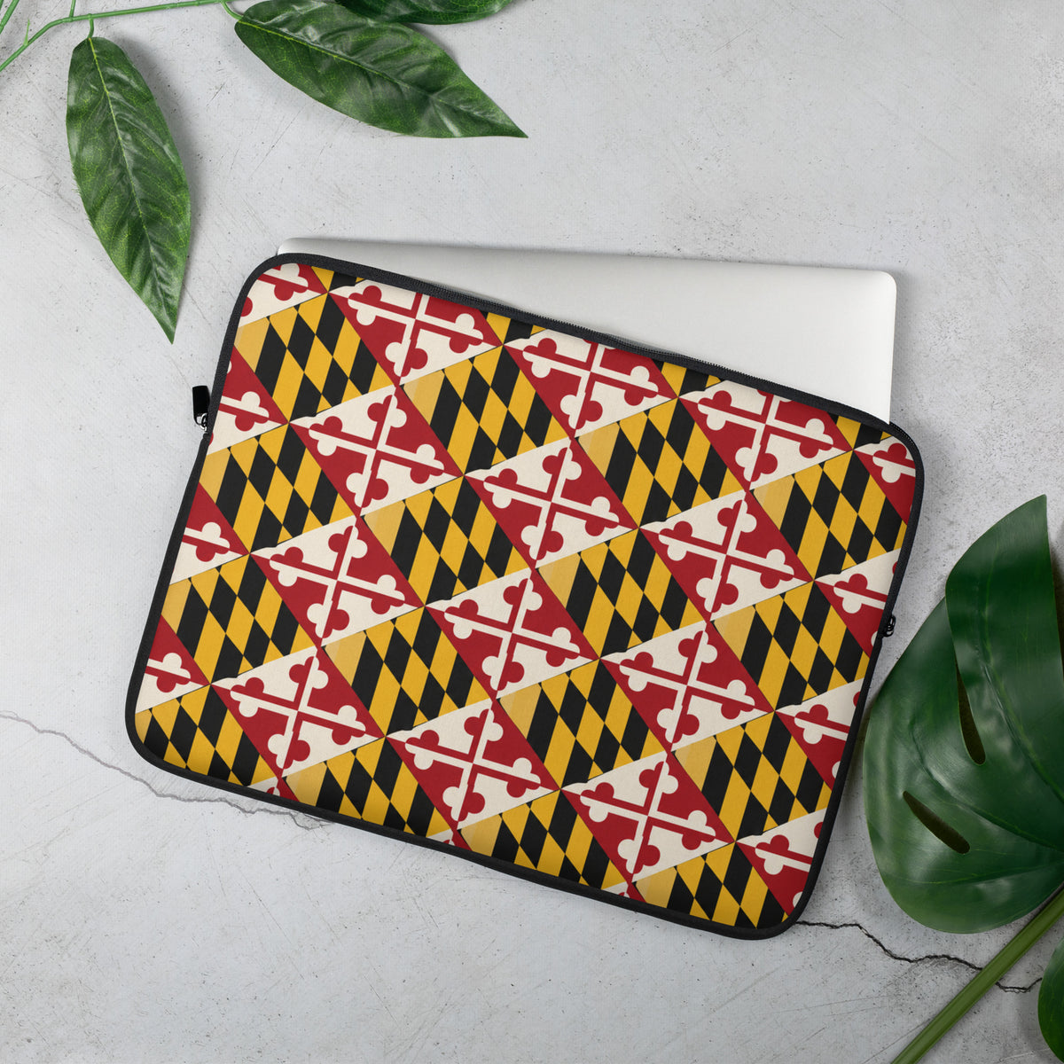 Maryland Flag Remix 15-inch laptop sleeve, front view