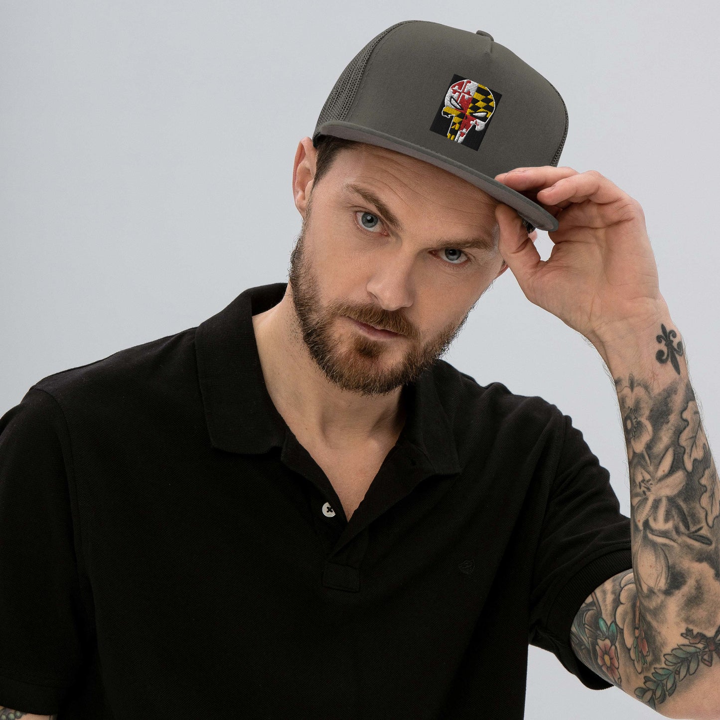 Maryland Flag Skull Mesh Back Snapback