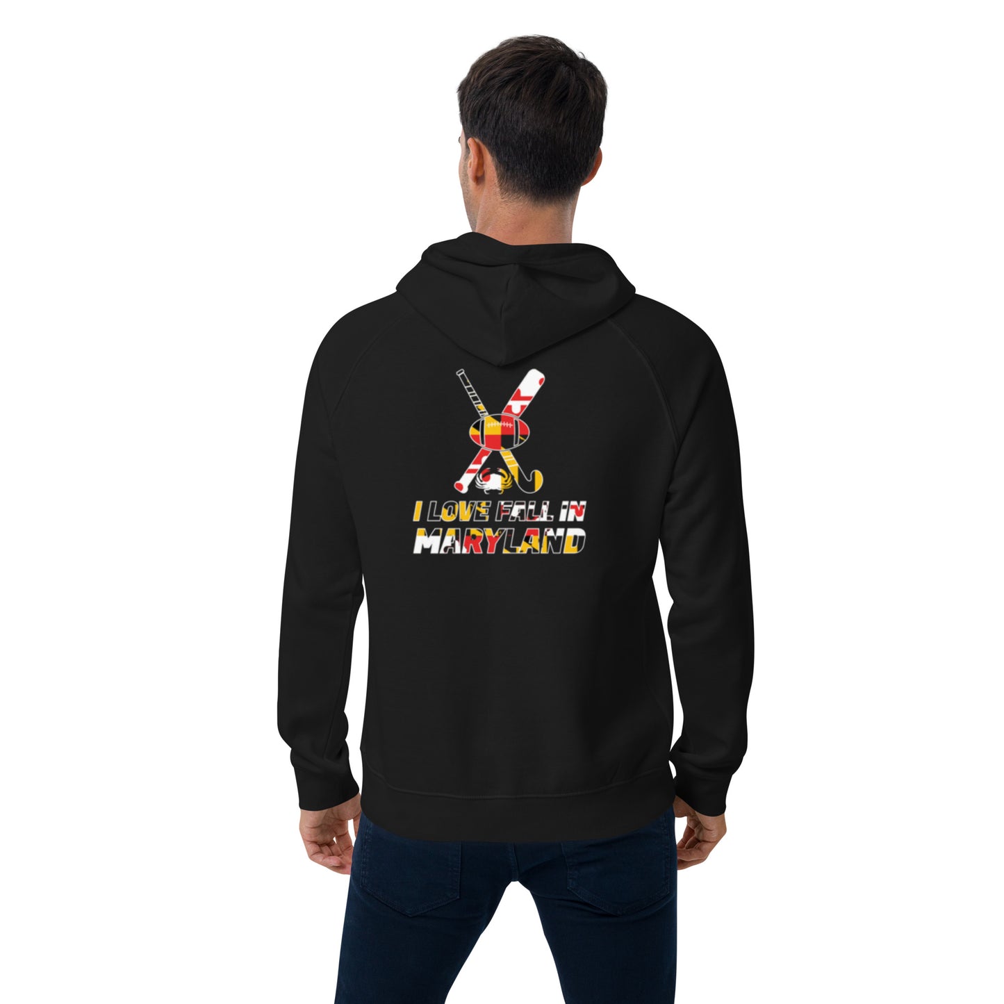 I love fall in Maryland Unisex eco raglan hoodie