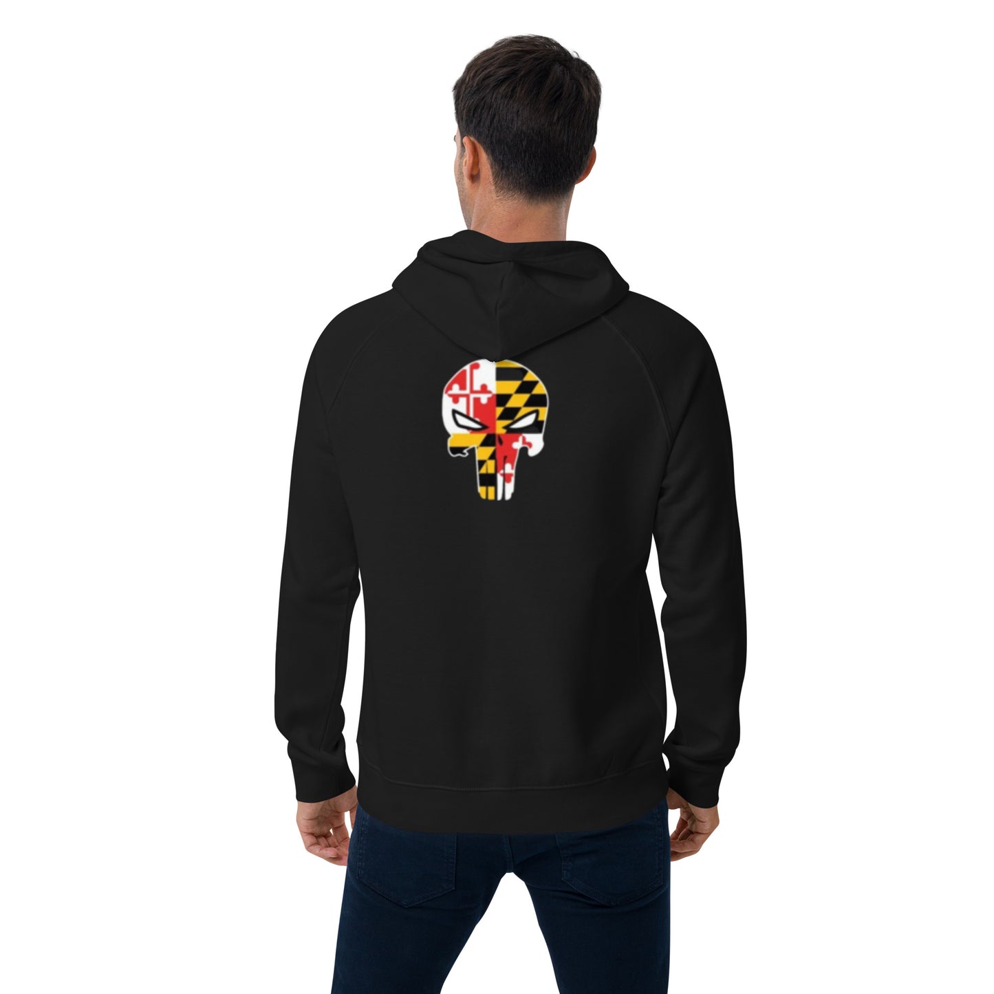 Maryland Skull Unisex eco raglan hoodie