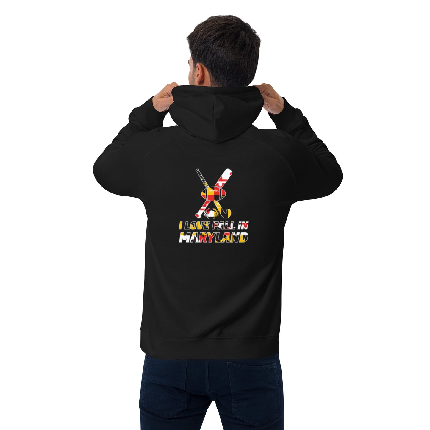 I love fall in Maryland Unisex eco raglan hoodie