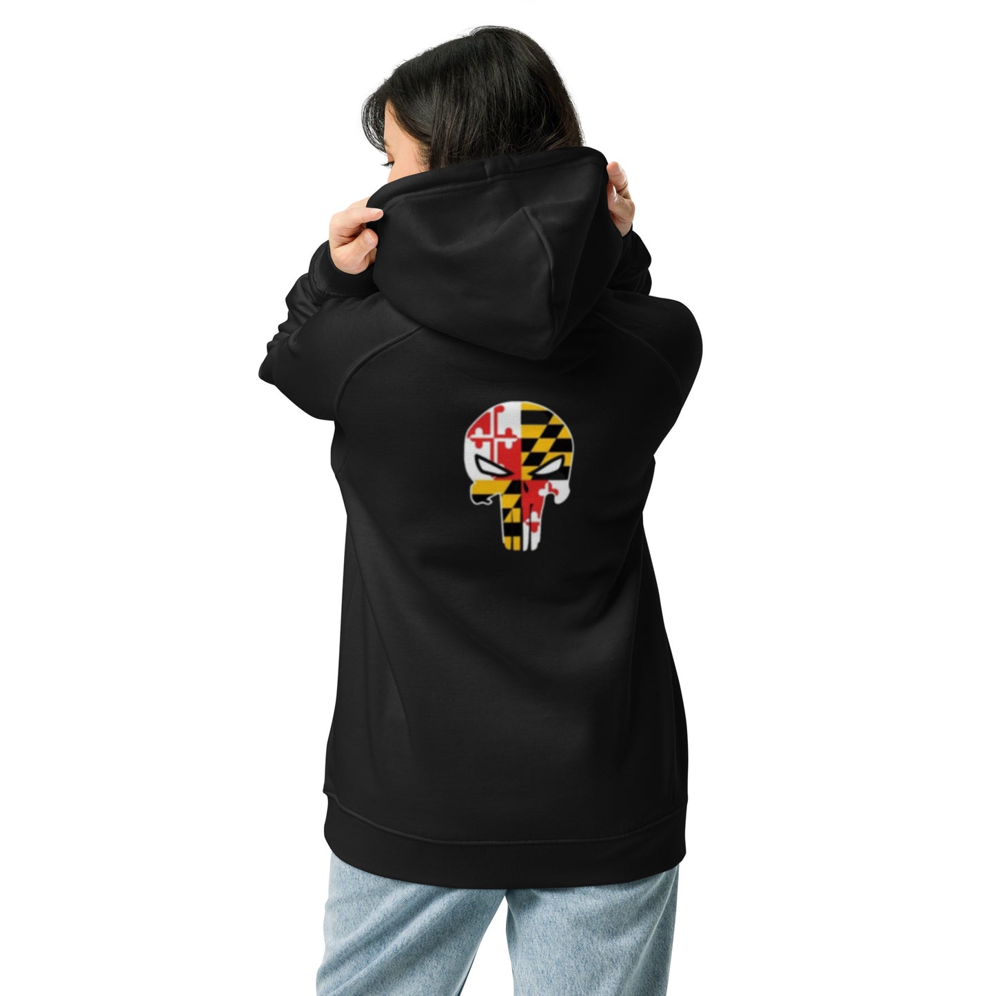 Maryland Skull Unisex eco raglan hoodie