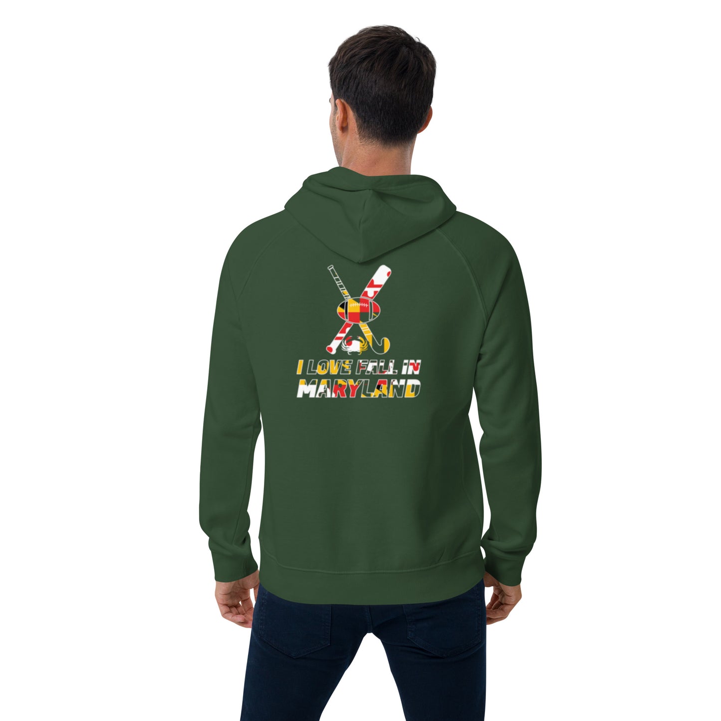 I love fall in Maryland Unisex eco raglan hoodie