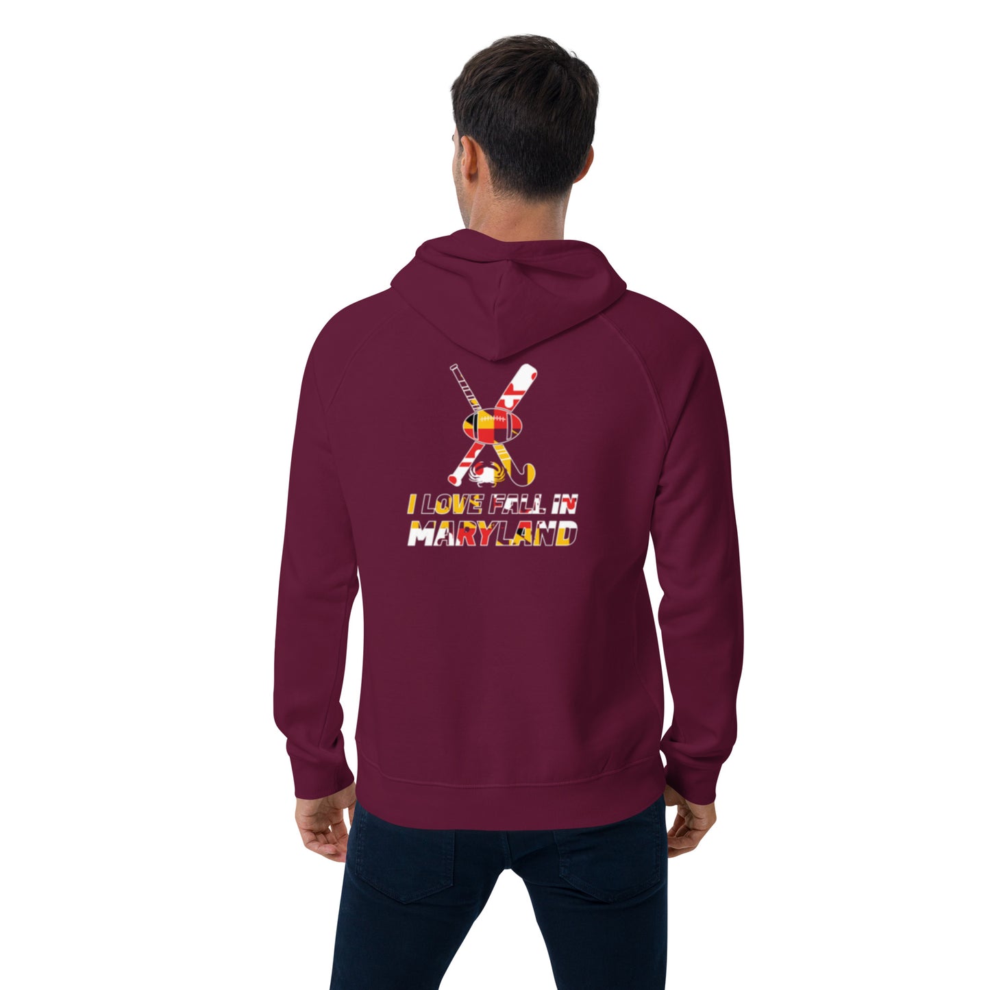 I love fall in Maryland Unisex eco raglan hoodie