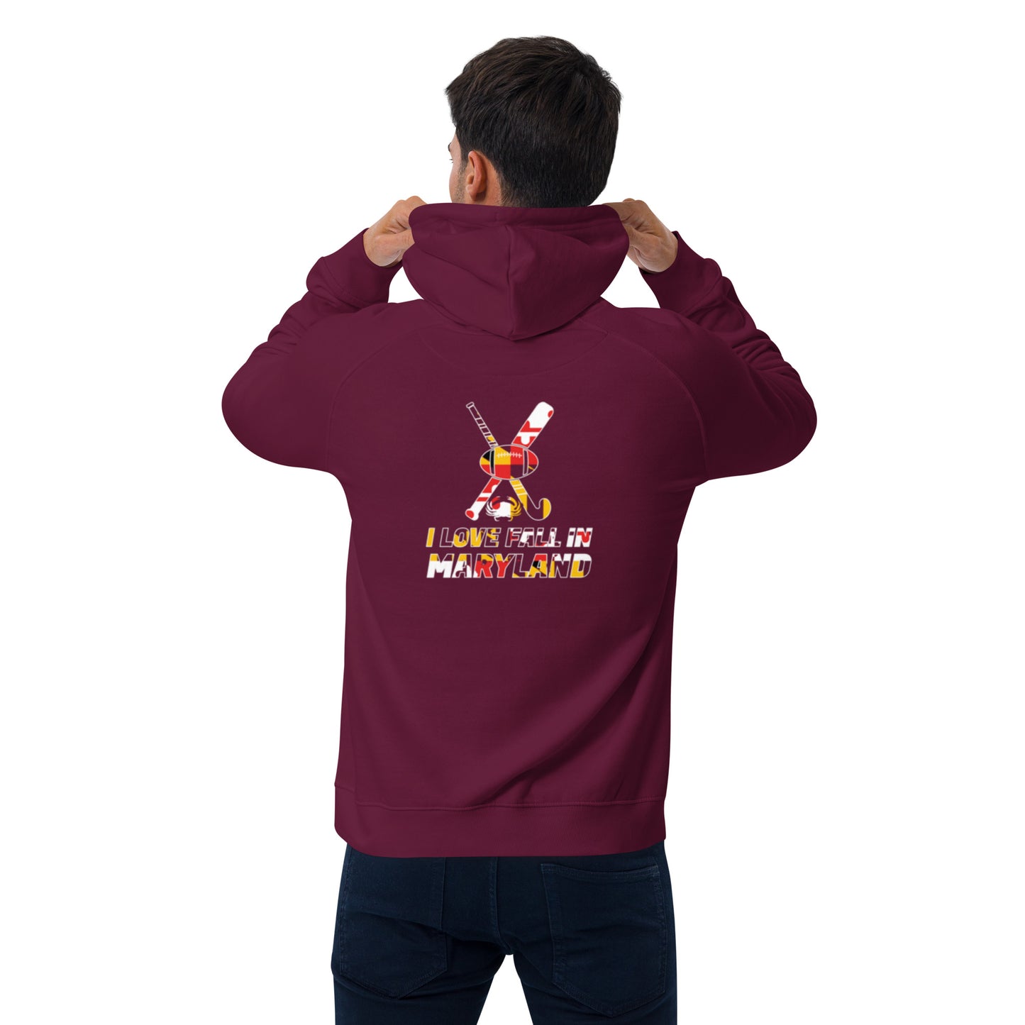 I love fall in Maryland Unisex eco raglan hoodie