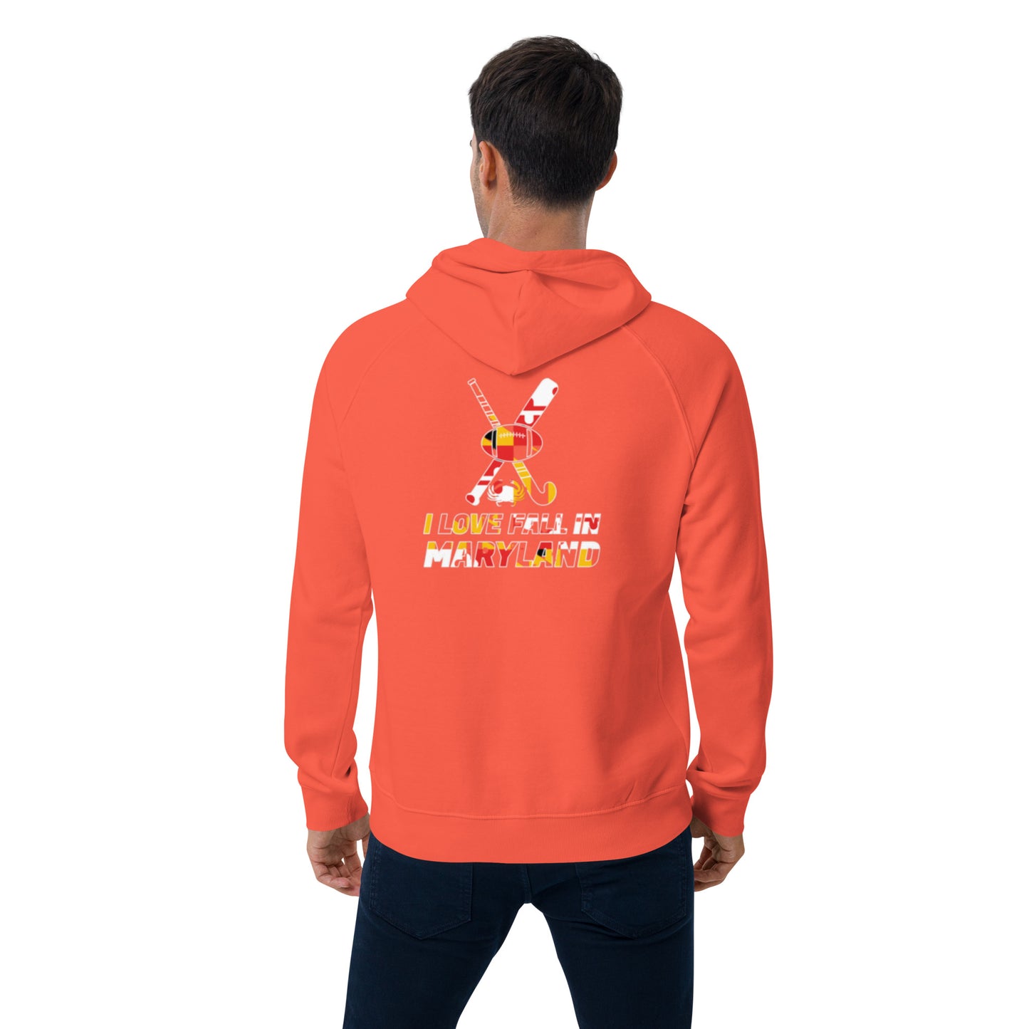 I love fall in Maryland Unisex eco raglan hoodie