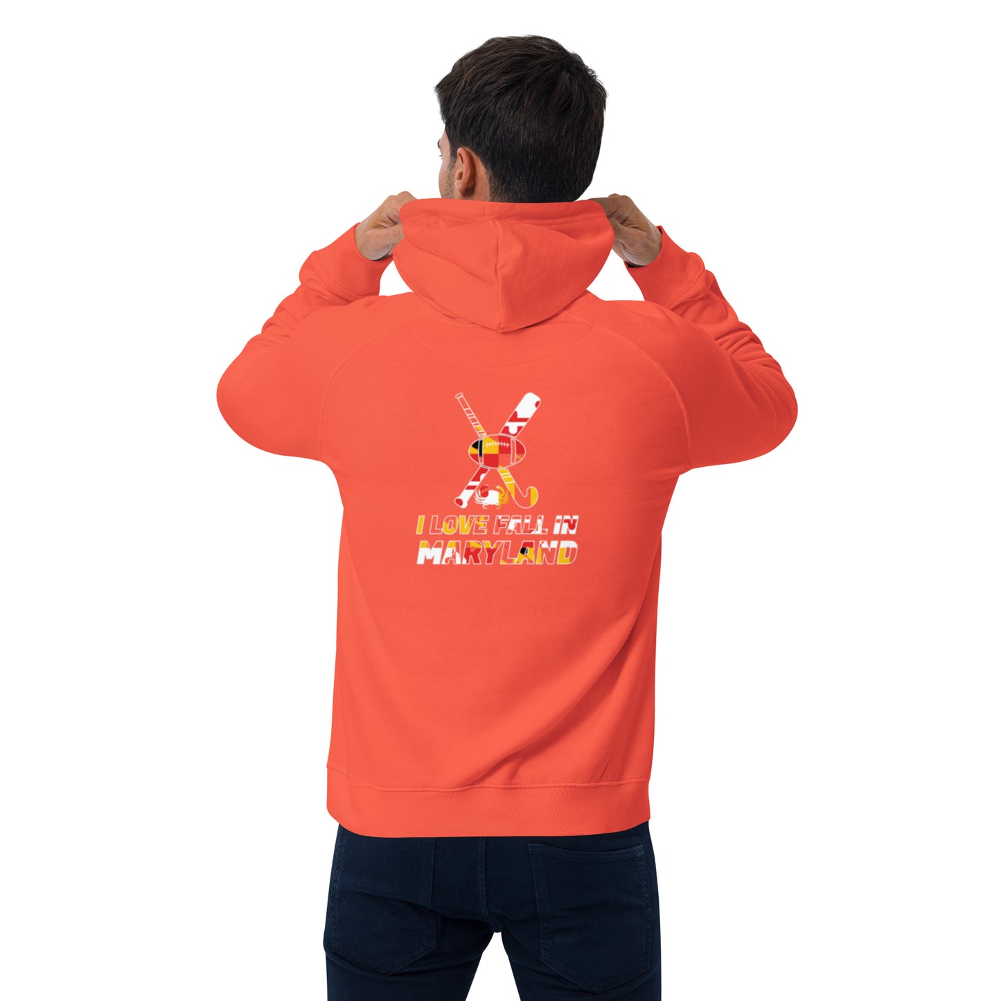 I love fall in Maryland Unisex eco raglan hoodie