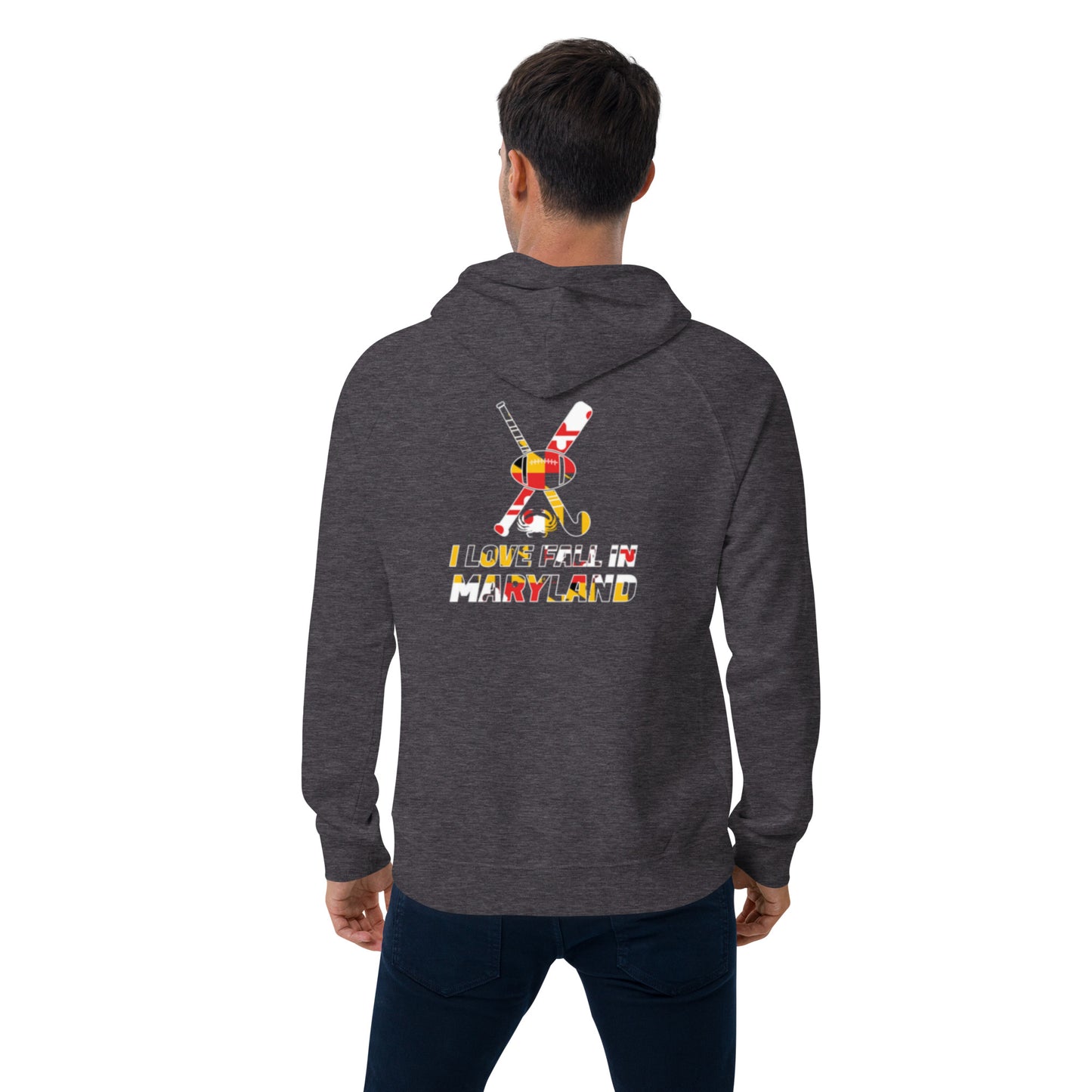I love fall in Maryland Unisex eco raglan hoodie