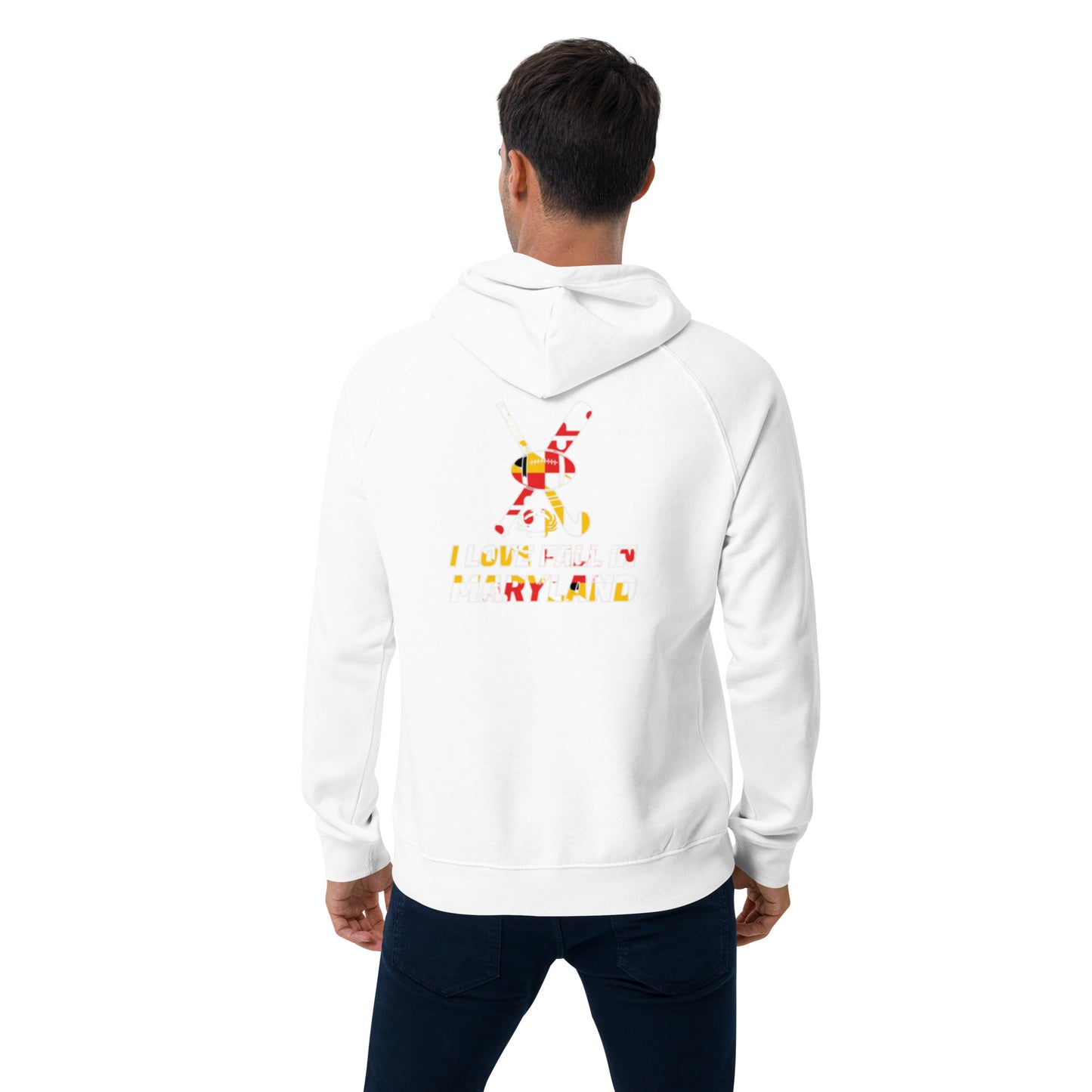 I love fall in Maryland Unisex eco raglan hoodie