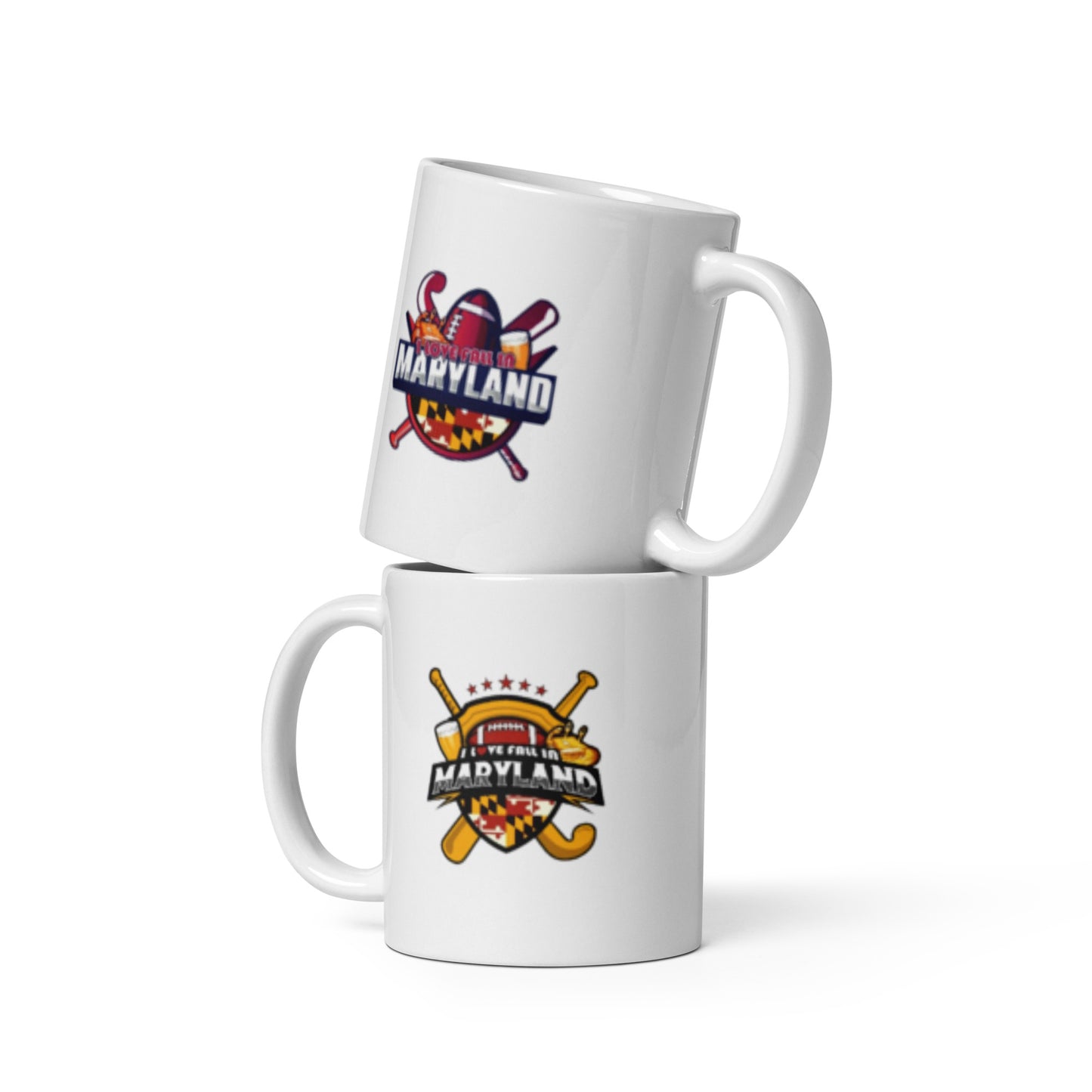 I love fall in Maryland White glossy mug