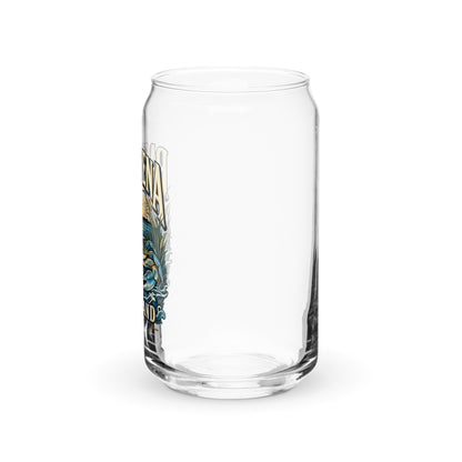 Pasadena Maryland Peninsula Life blue crab can-shaped glass, left view