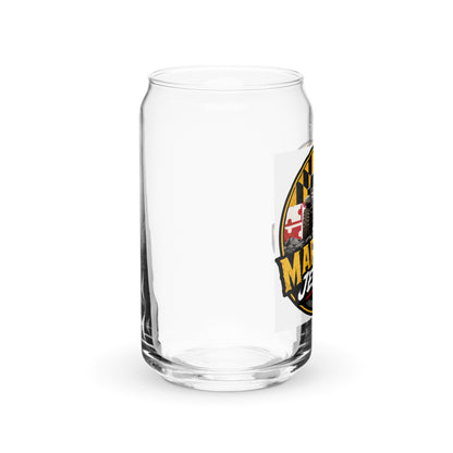 Maryland Jeepers flag badge 16 oz can-shaped glass — right view