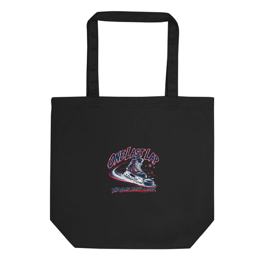 One Last Lap Hockey Farewell Eco Tote Bag in black, front view