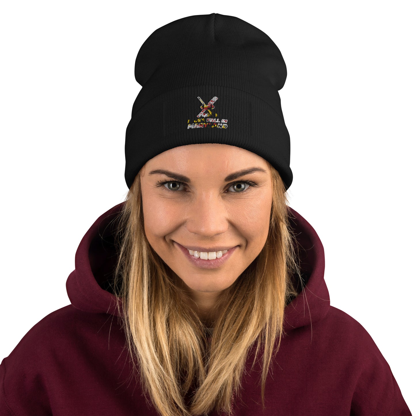 I Love Fall in Maryland Embroidered Beanie