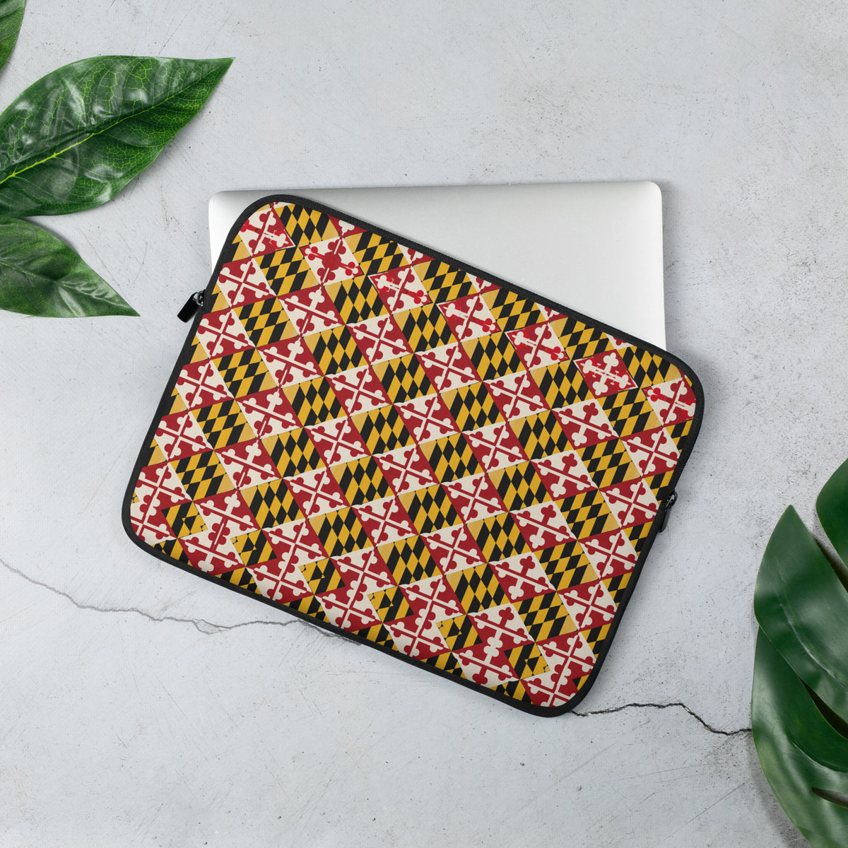 Maryland Flag Remix 13-inch laptop sleeve, front view