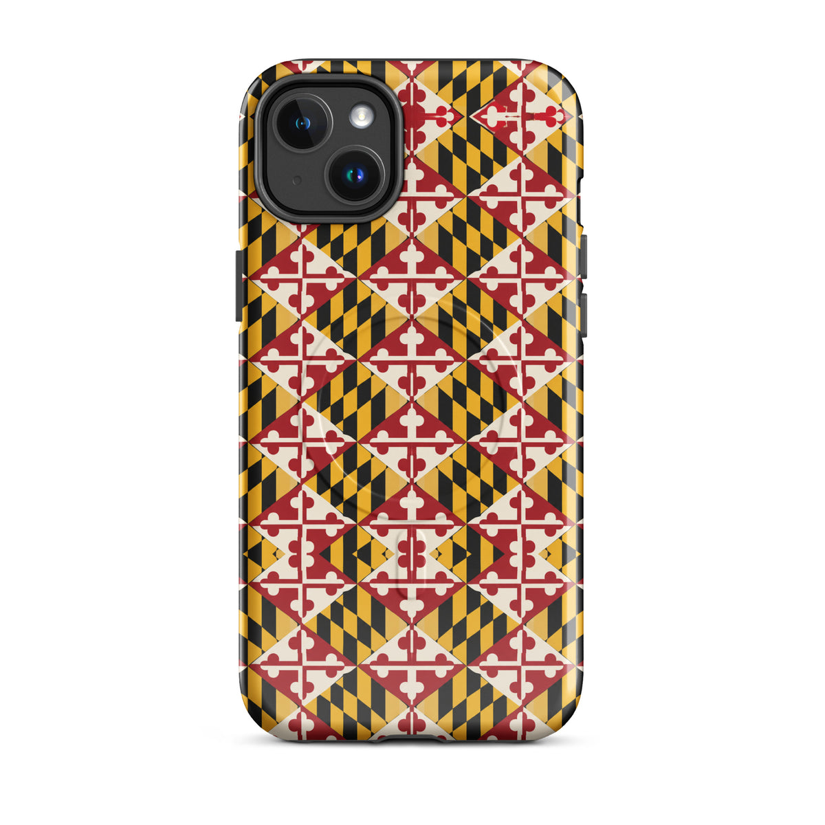 Maryland Flag Remix MagSafe-compatible tough case for iPhone glossy iphone 14 plus, front view