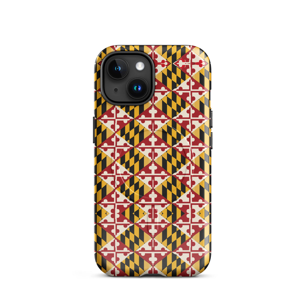 Maryland Flag Remix MagSafe-compatible tough case for iPhone glossy iphone 15, front view