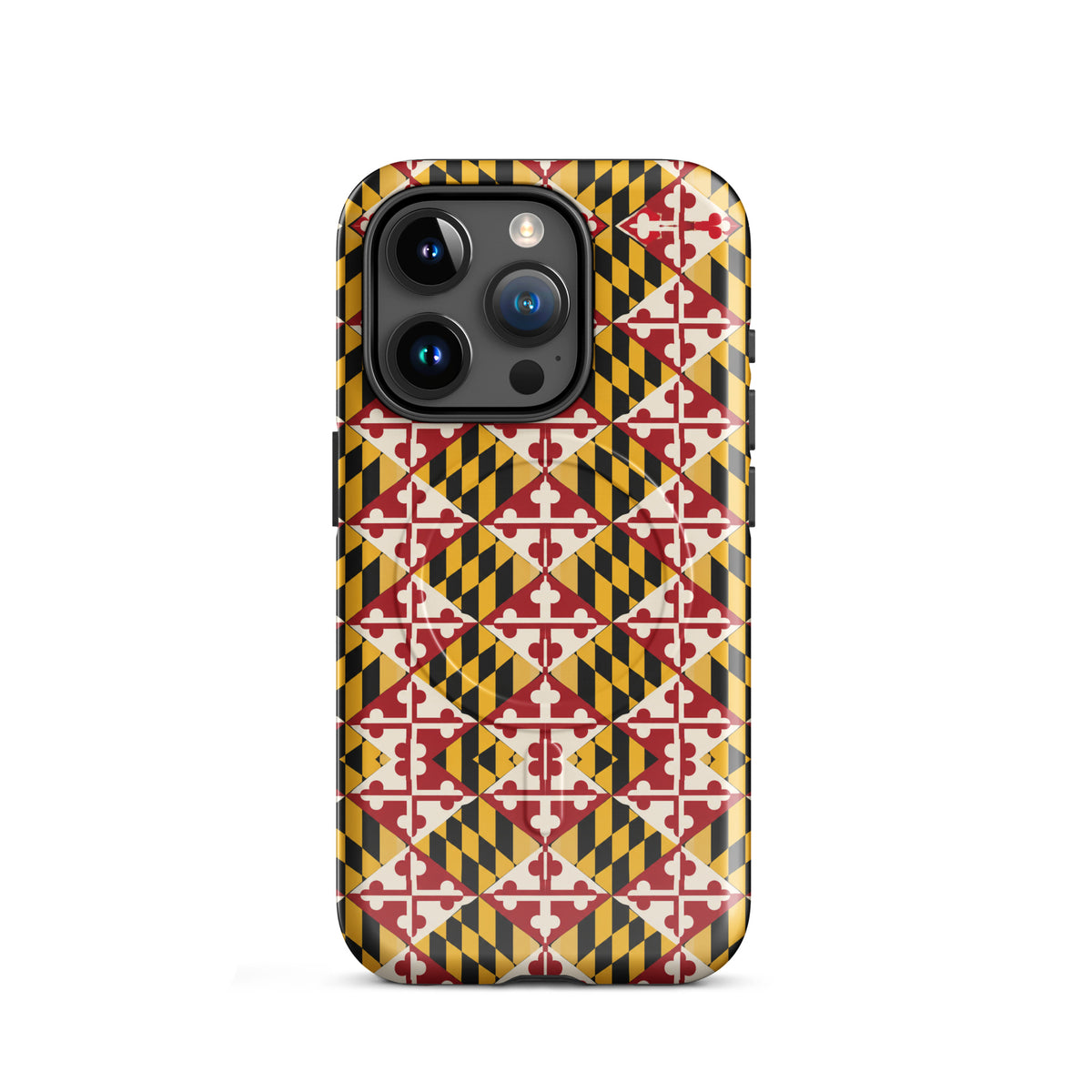 Maryland Flag Remix MagSafe-compatible tough case for iPhone glossy iphone 15 pro, front view