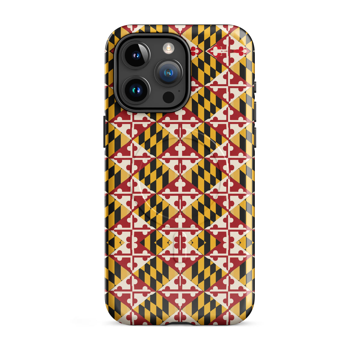 Maryland Flag Remix MagSafe-compatible tough case for iPhone glossy iphone 15 pro max, front view