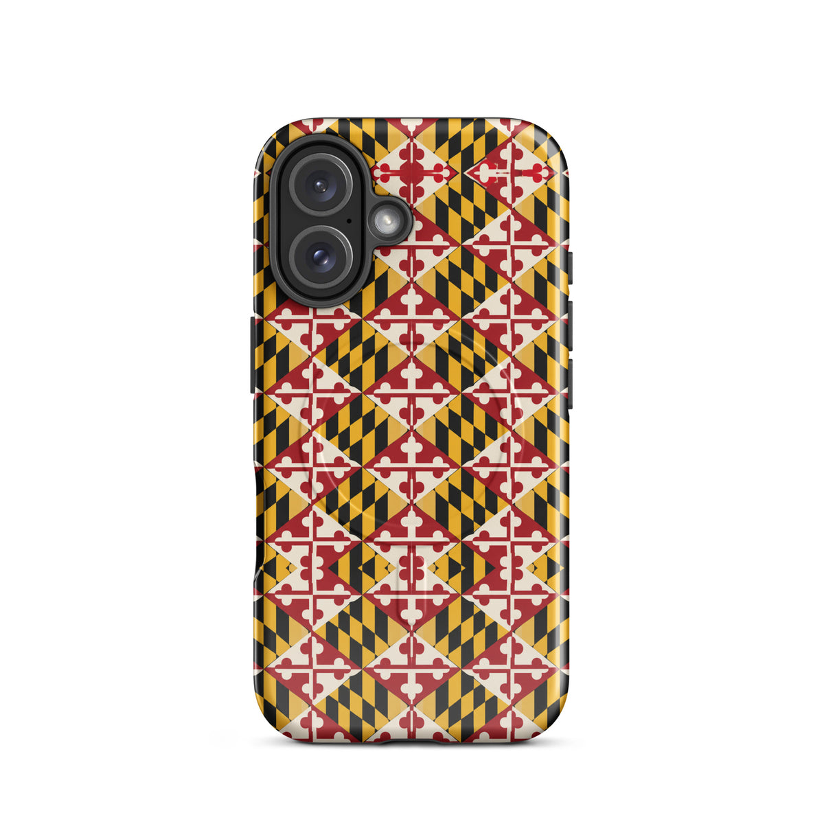 Maryland Flag Remix MagSafe-compatible tough case for iPhone glossy iphone 16, front view