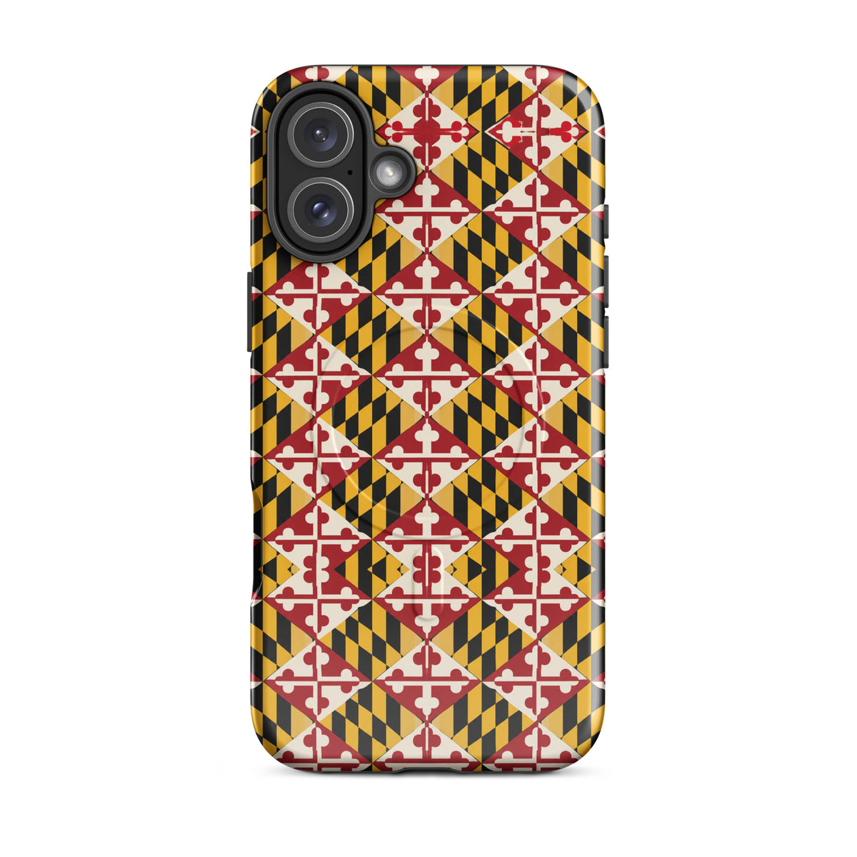 Maryland Flag Remix MagSafe-compatible tough case for iPhone glossy iphone 16 plus, front view