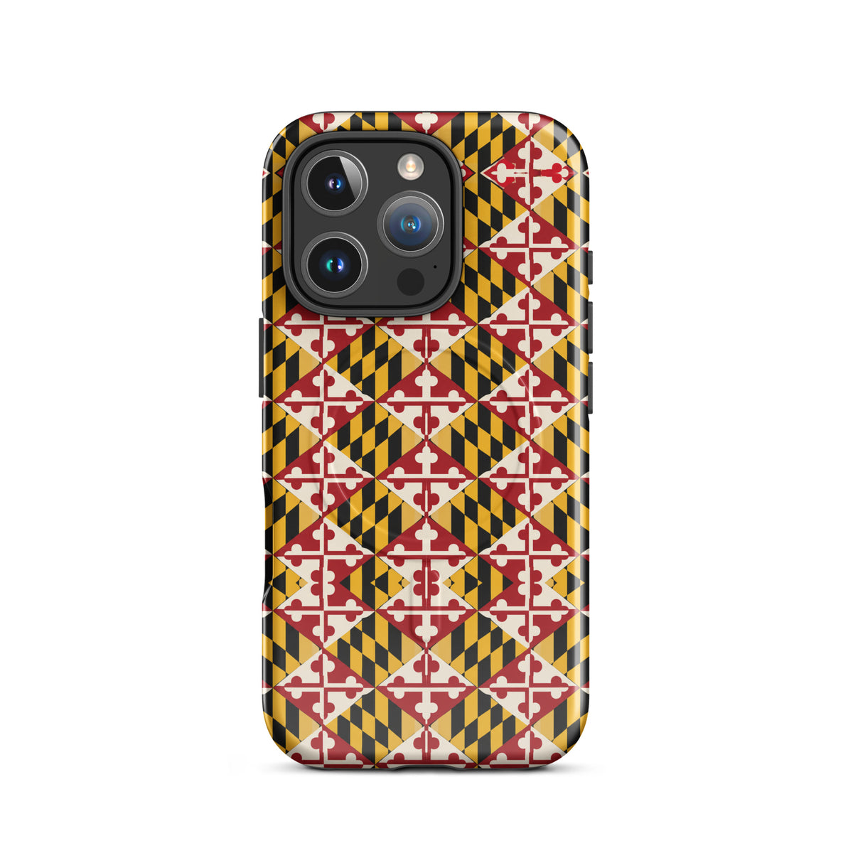Maryland Flag Remix MagSafe-compatible tough case for iPhone glossy iphone 16 pro, front view