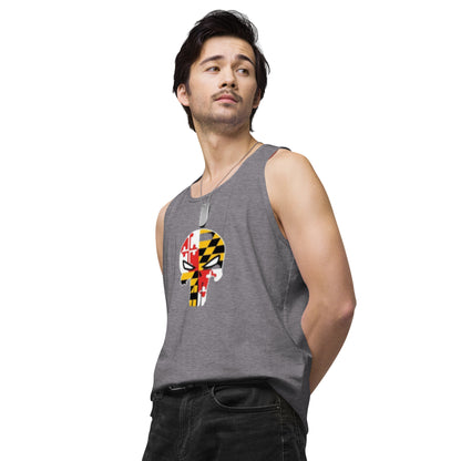 Maryland Skull Men's Premium Cotton Tank Top — left front view