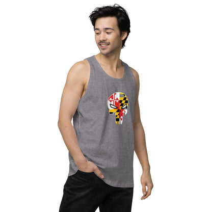Maryland Skull Men's Premium Cotton Tank Top — right front view