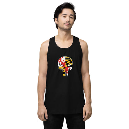 Maryland Skull Men's Premium Cotton Tank Top — front view