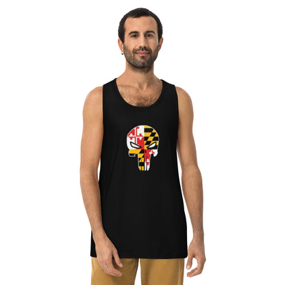 Maryland Skull Men's Premium Cotton Tank Top — front view
