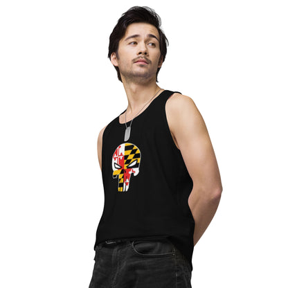 Maryland Skull Men's Premium Cotton Tank Top — left front view