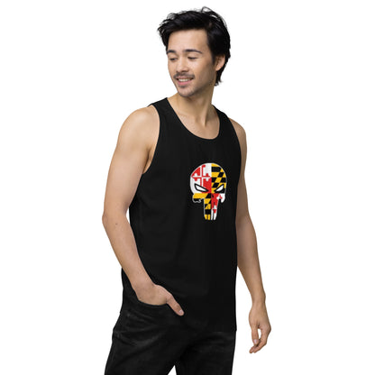 Maryland Skull Men's Premium Cotton Tank Top — right front view