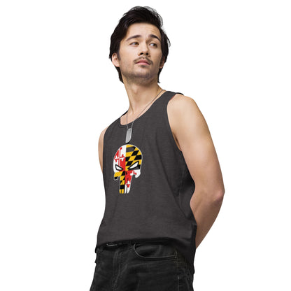 Maryland Skull Men's Premium Cotton Tank Top — left front view