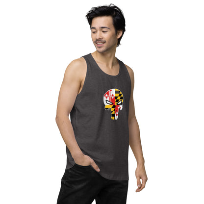 Maryland Skull Men's Premium Cotton Tank Top — right front view