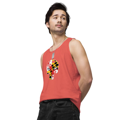 Maryland Skull Men's Premium Cotton Tank Top — left front view