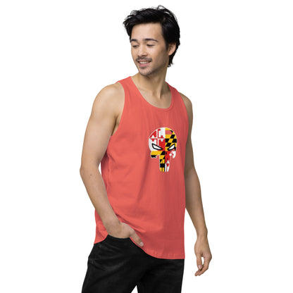 Maryland Skull Men's Premium Cotton Tank Top — right front view