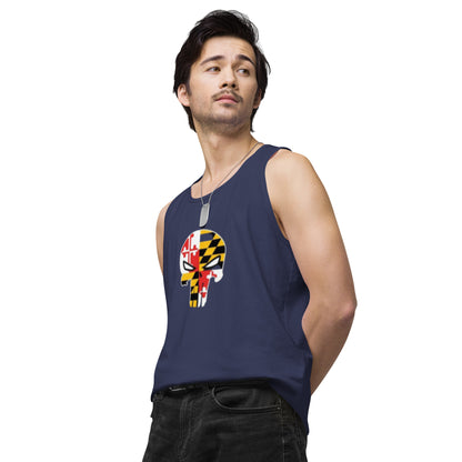 Maryland Skull Men's Premium Cotton Tank Top — left front view