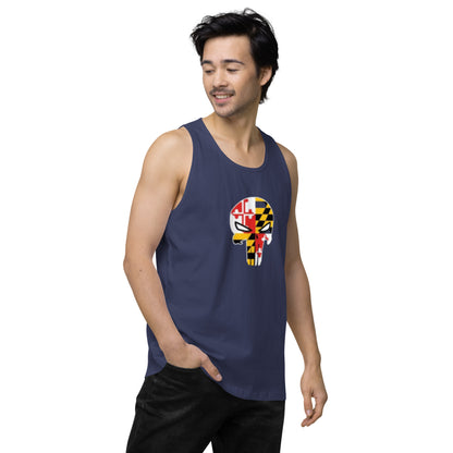 Maryland Skull Men's Premium Cotton Tank Top — right front view
