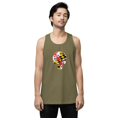 Maryland Skull Men's Premium Cotton Tank Top — front view