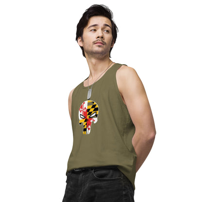 Maryland Skull Men's Premium Cotton Tank Top — left front view