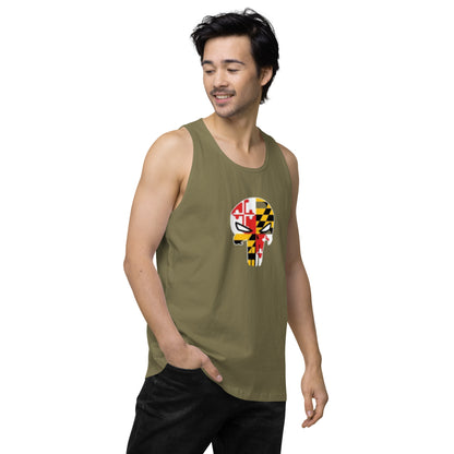 Maryland Skull Men's Premium Cotton Tank Top — right front view