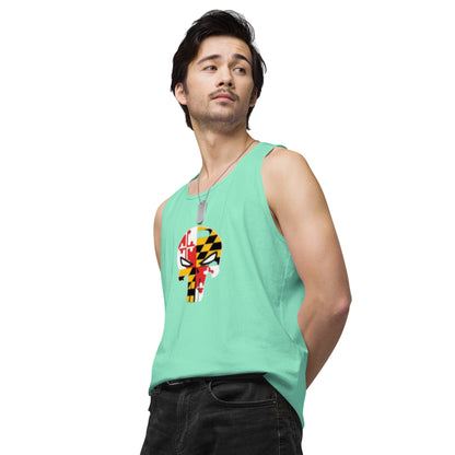 Maryland Skull Men's Premium Cotton Tank Top — left front view