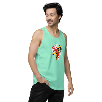 Maryland Skull Men's Premium Cotton Tank Top — right front view