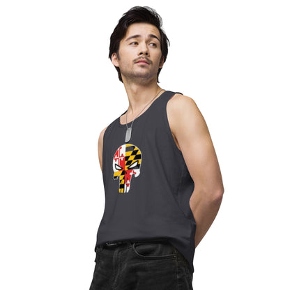 Maryland Skull Men's Premium Cotton Tank Top — left front view