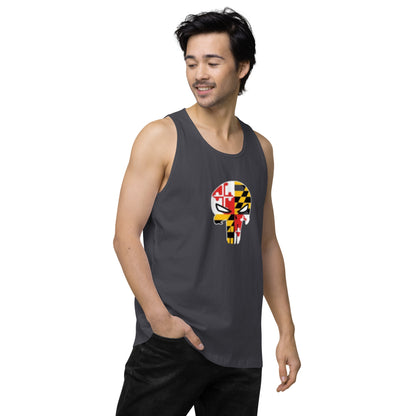 Maryland Skull Men's Premium Cotton Tank Top — right front view
